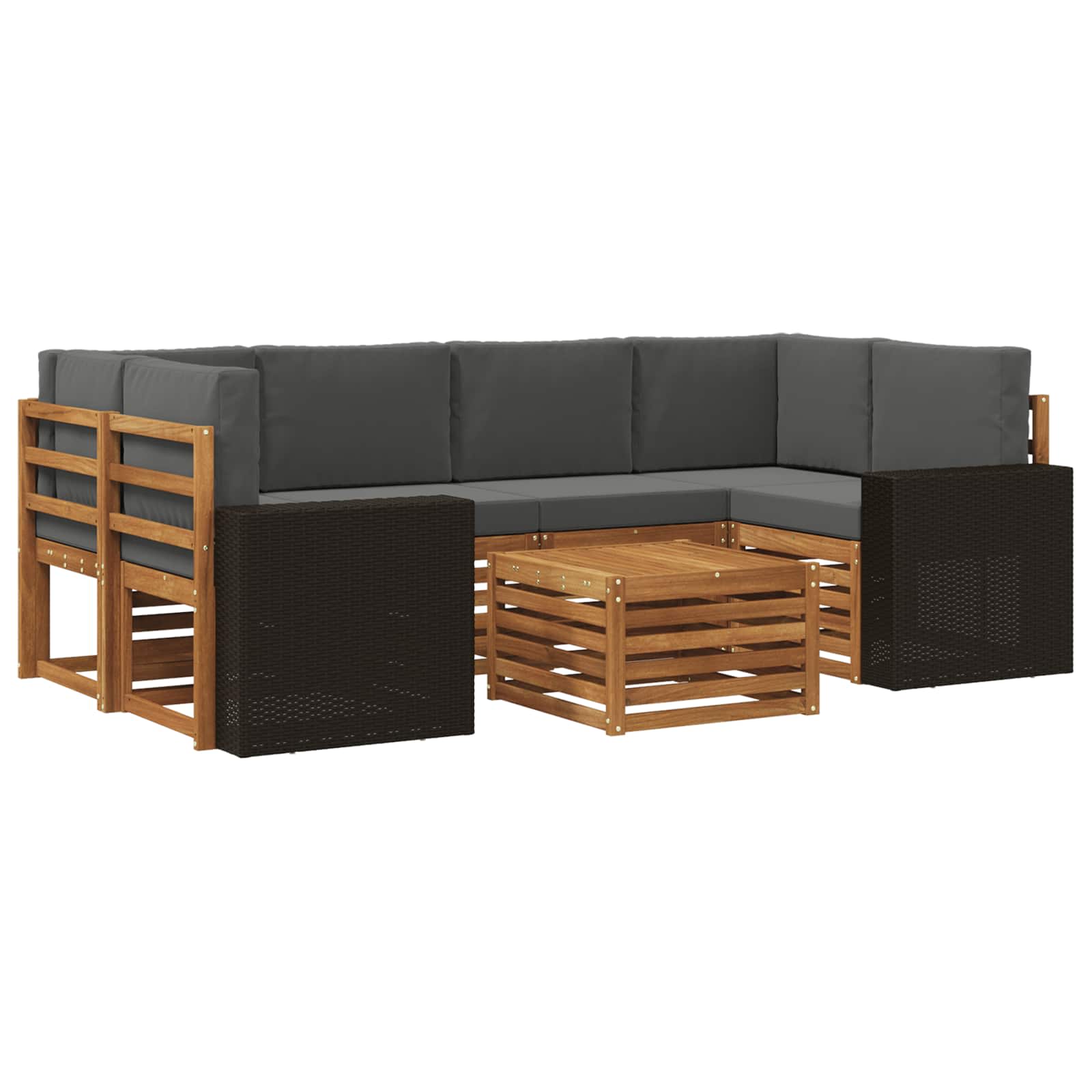 Outdoor-Sofagarnitur mit Kissen 7 pcs Natur und Anthrazit