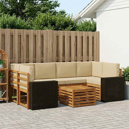 Outdoor-Sofagarnitur 7 stk. Natur und Beige Massivholz Akazie