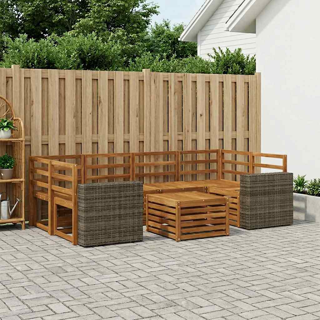 Outdoor-Sofagarnitur 7 pcs Natur Massivholz Akazie