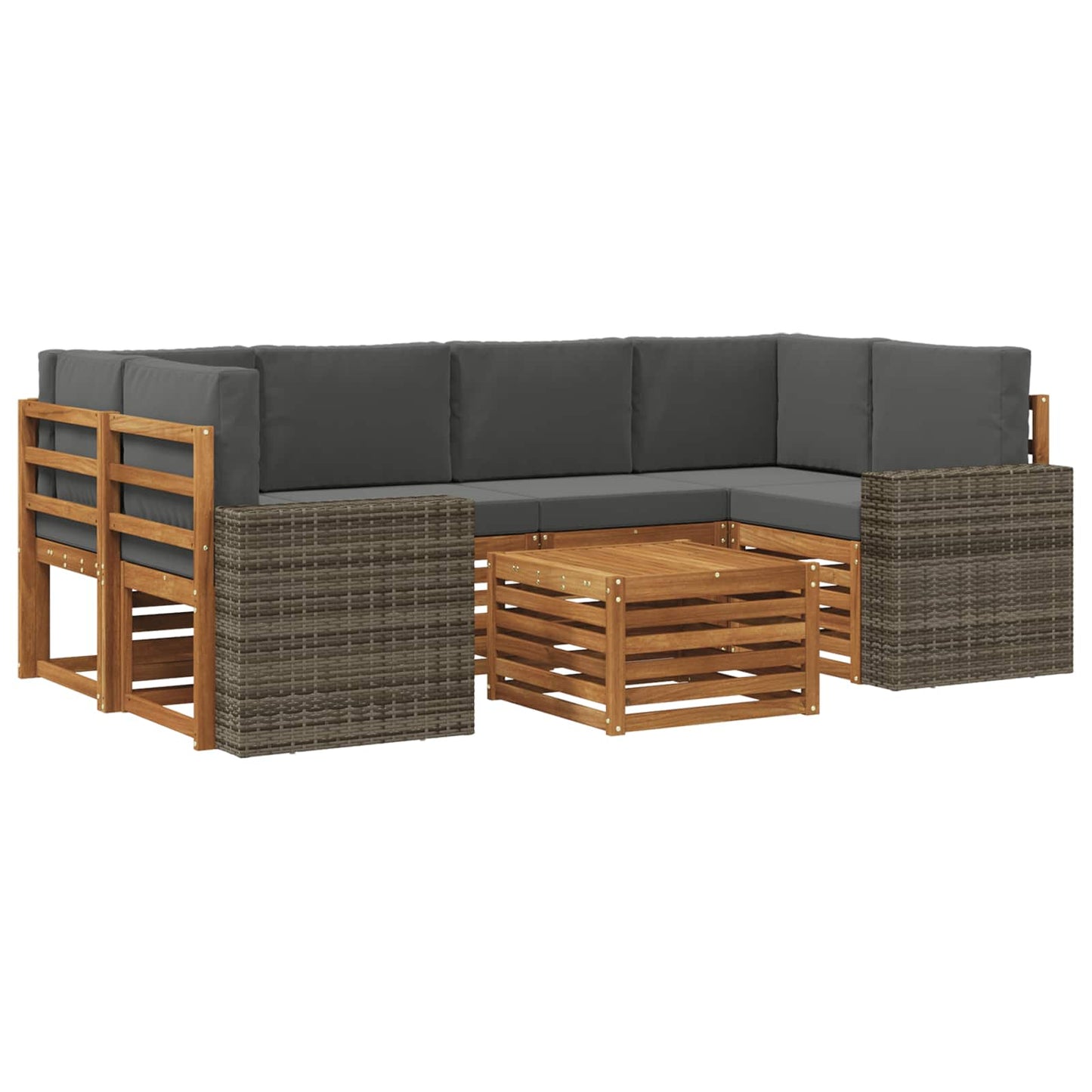 Outdoor-Sofagarnitur mit Kissen 7 pcs Natur und Anthrazit