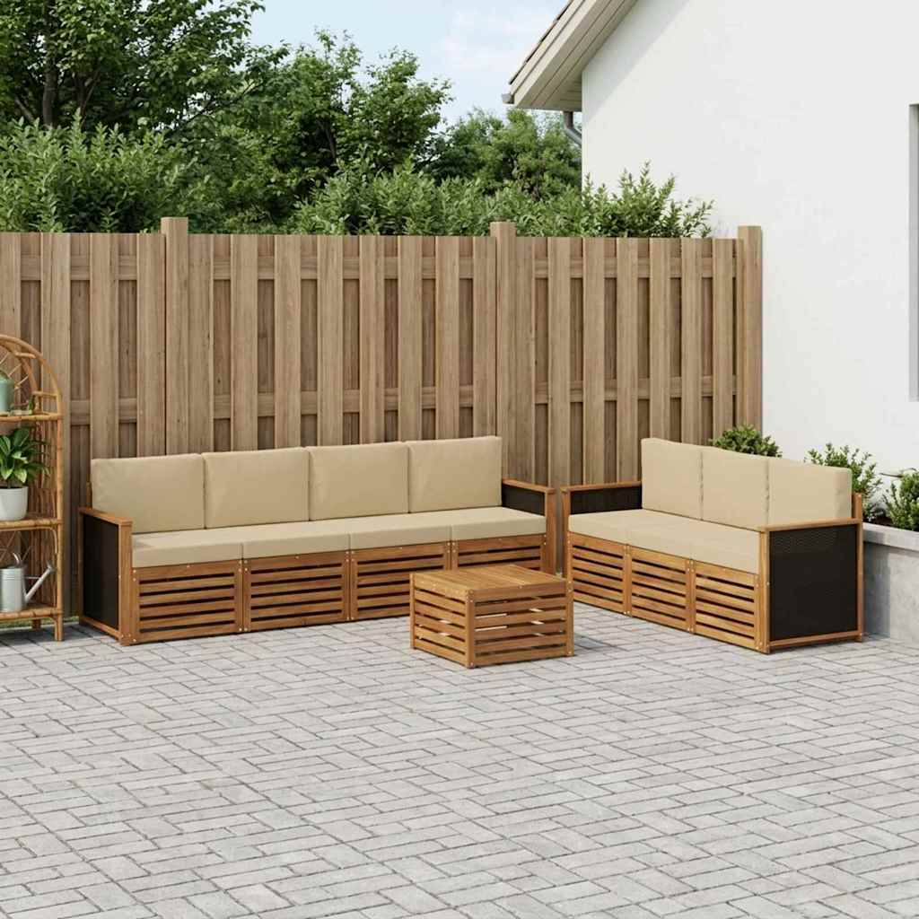 Sofagarnituren 8 stk. Natur und Beige Massivholz Akazie