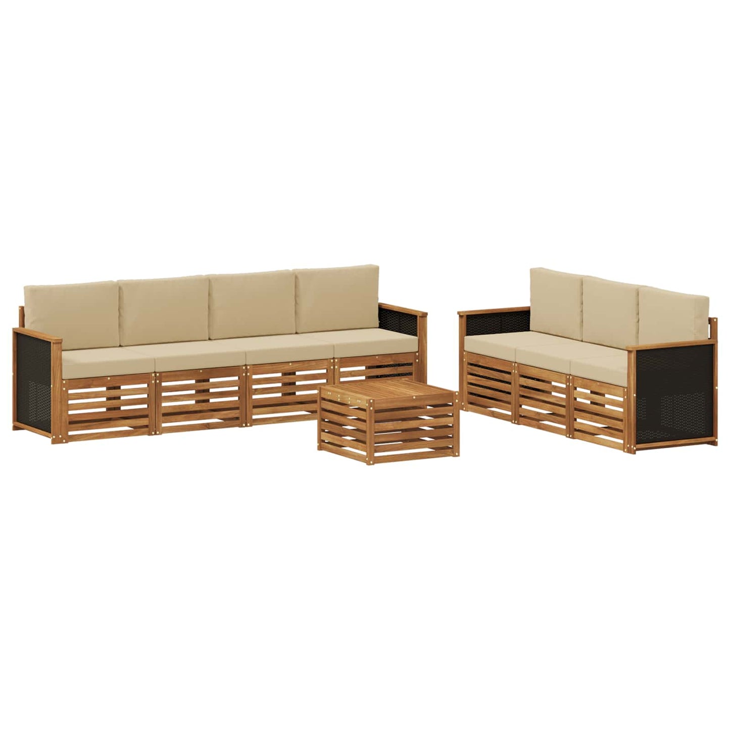 Sofagarnituren 8 stk. Natur und Beige Massivholz Akazie