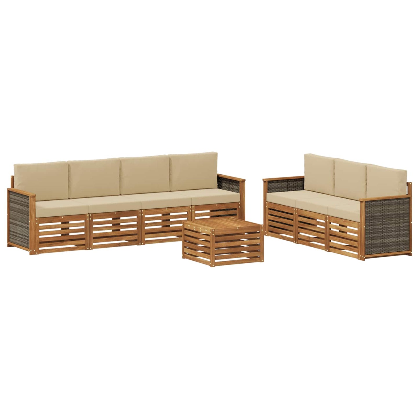 Sofagarnituren 8 stk. Natur und Beige Massivholz Akazie