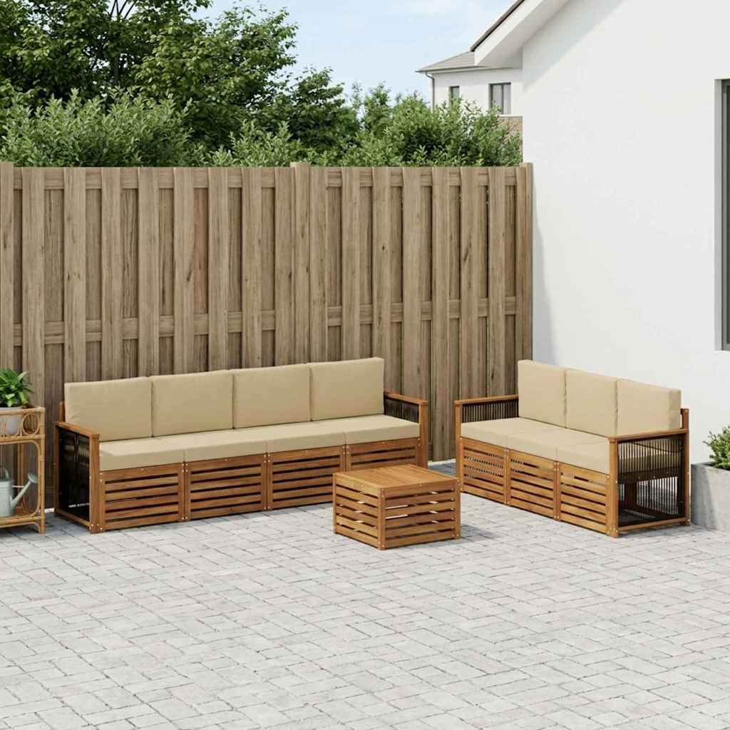 Sofagarnituren 8 stk. Natur und Beige Massivholz Akazie
