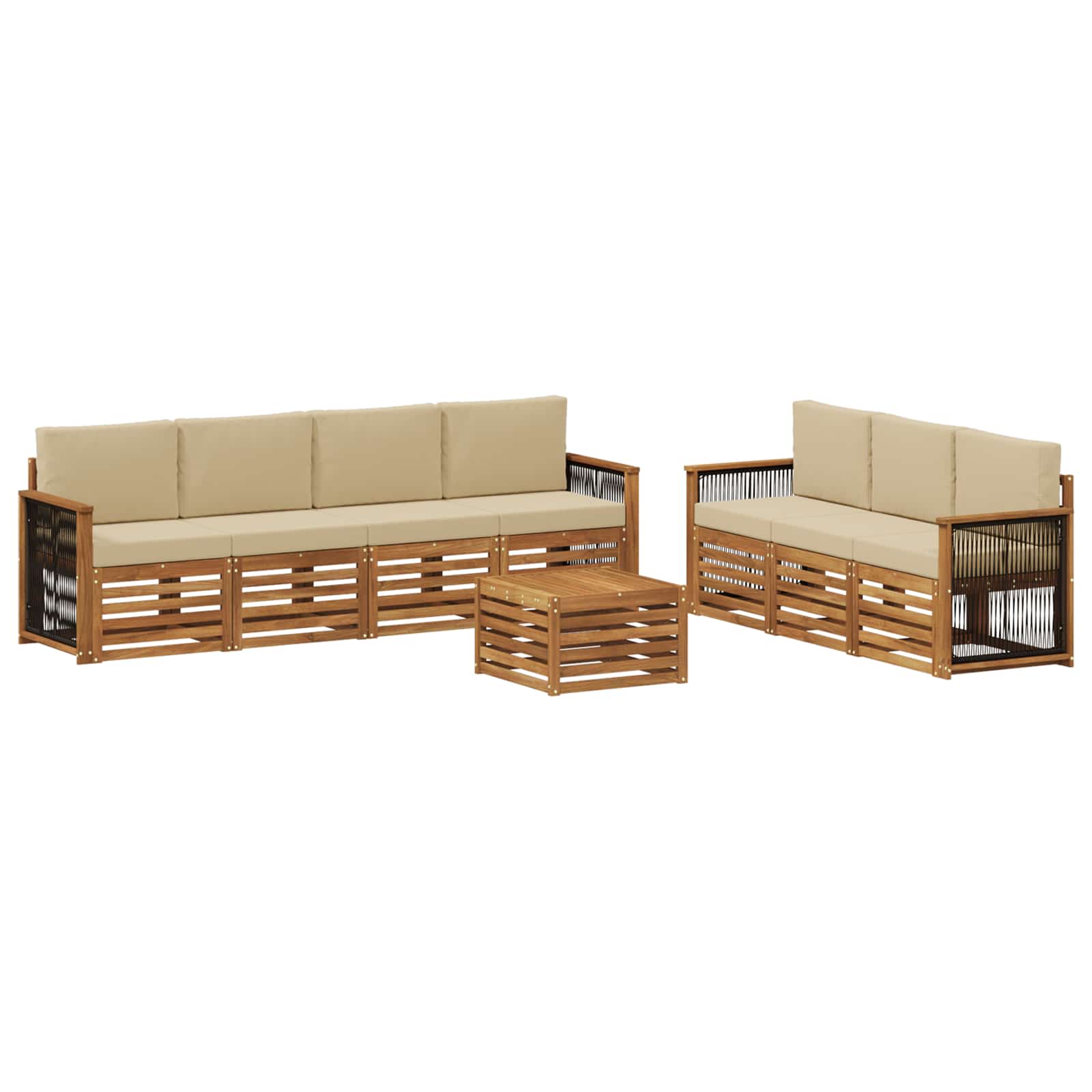 Sofagarnituren 8 stk. Natur und Beige Massivholz Akazie