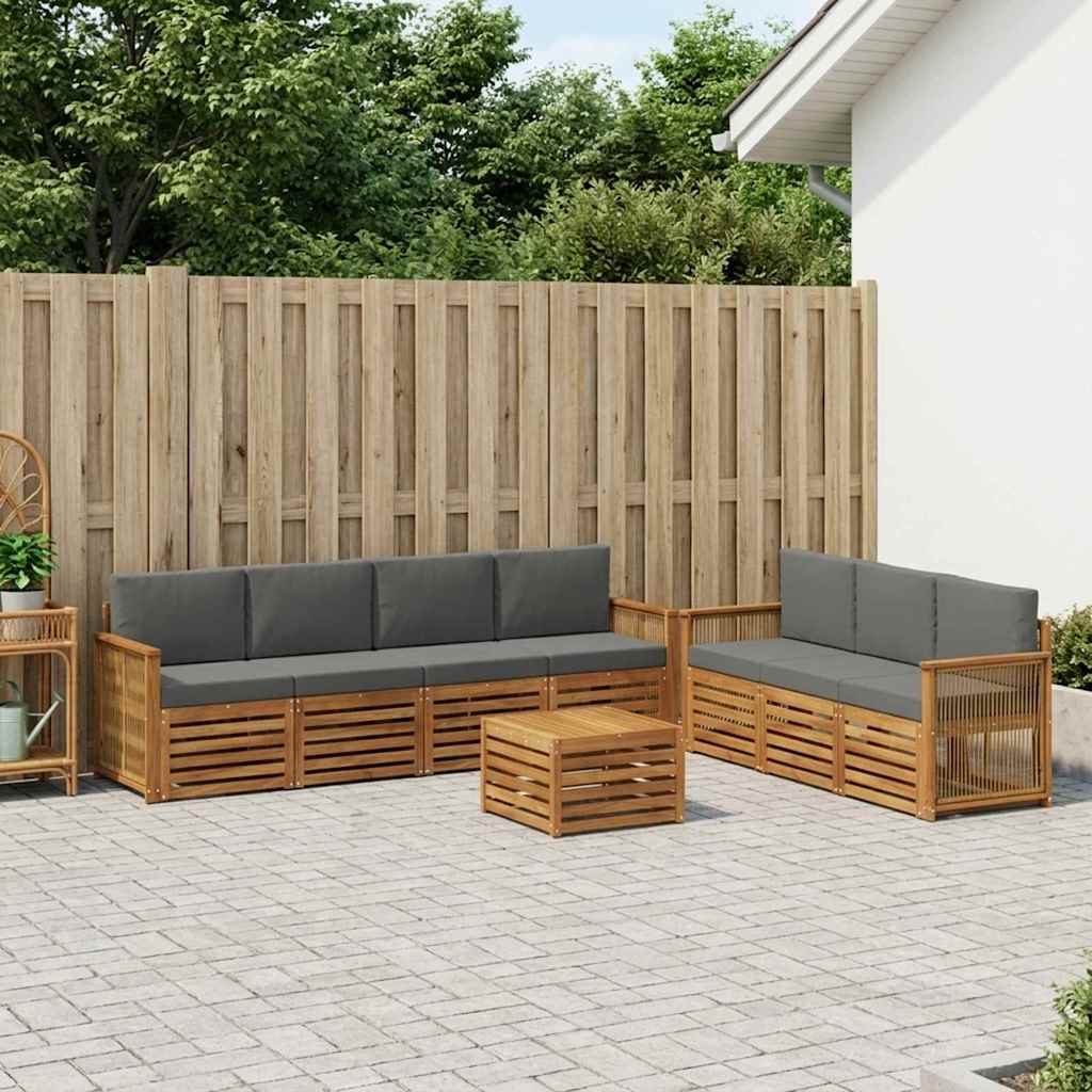 Sofagarnituren 8 stk. Natur und Anthrazit Massivholz Akazie