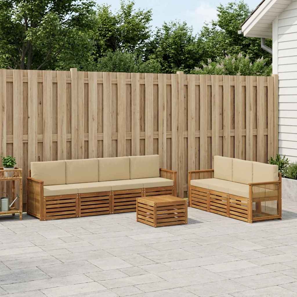 Sofagarnituren 8 stk. Natur und Beige Massivholz Akazie