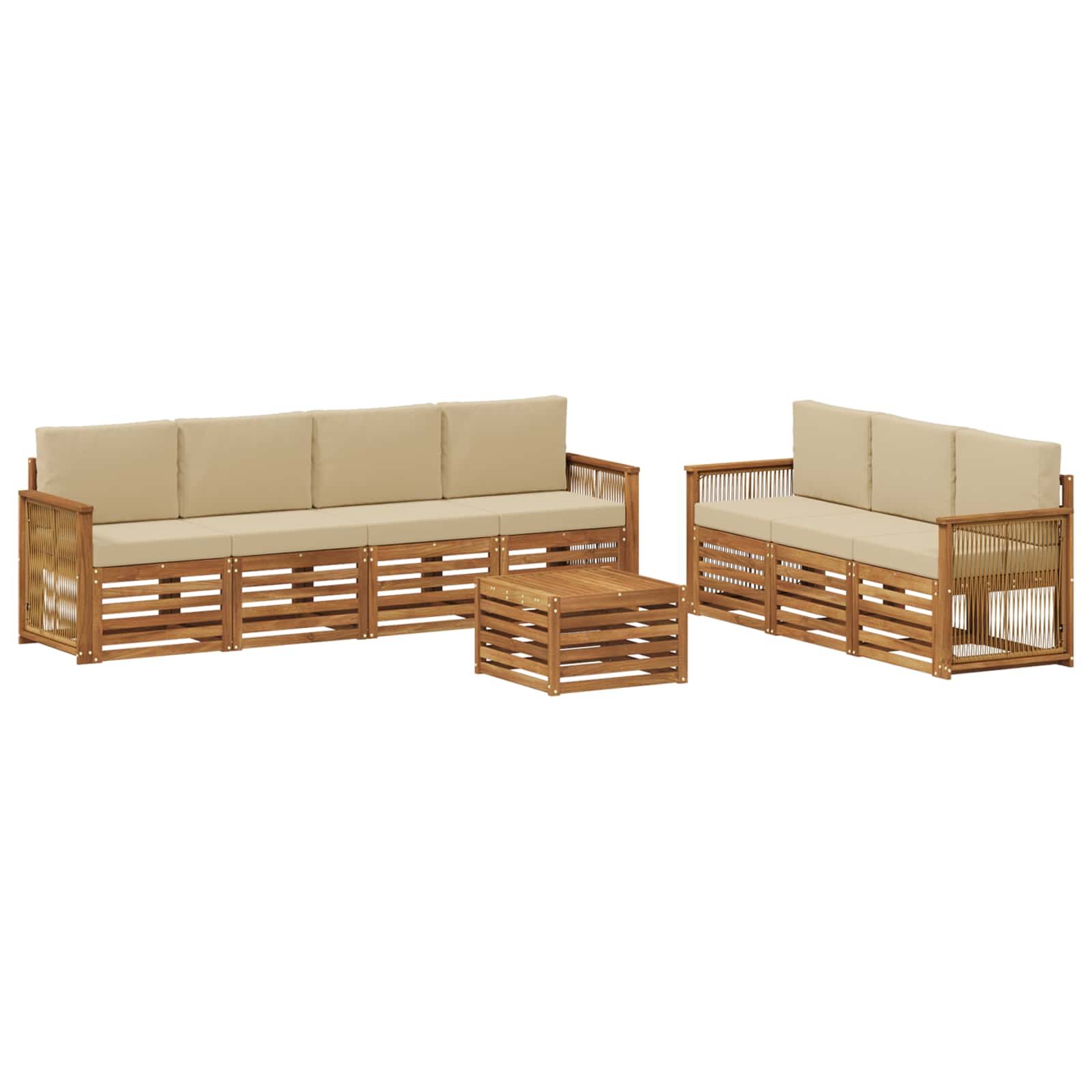 Sofagarnituren 8 stk. Natur und Beige Massivholz Akazie