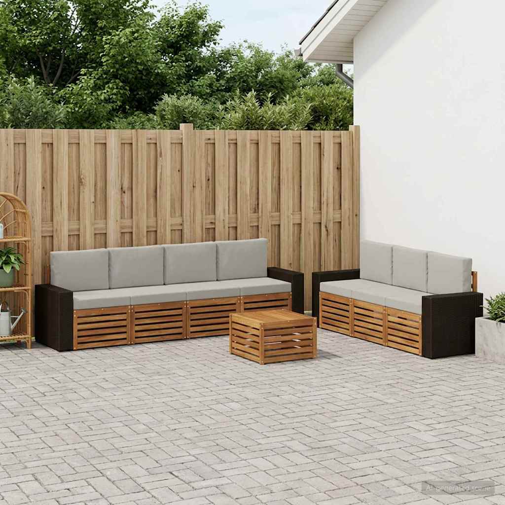 Sofagarnituren 8 stk. Natur und Hellgrau Massivholz Akazie