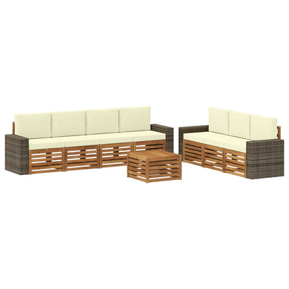 Sofagarnituren 8 stk. Natur und Creme Massivholz Akazie