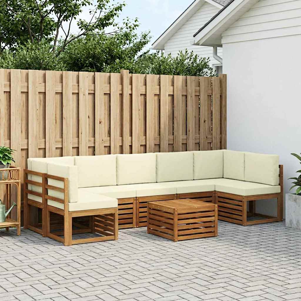 Outdoor-Sofagarnitur 8 pcs Natur und Creme Massivholz Akazie