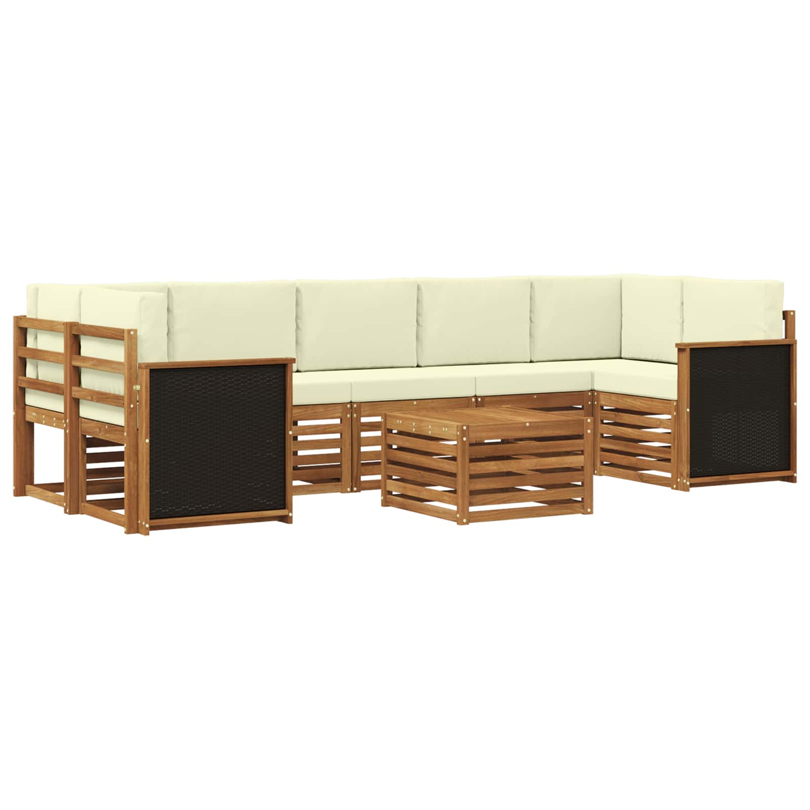 Outdoor-Sofagarnitur 8 pcs Natur und Creme Massivholz Akazie