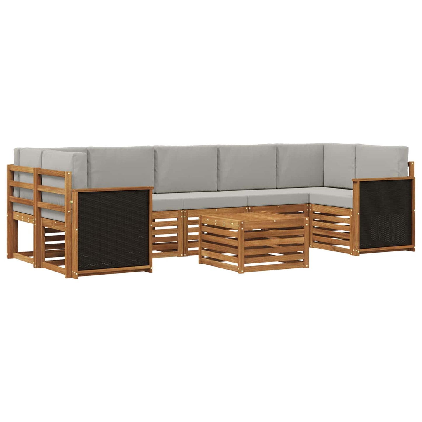 Outdoor-Sofagarnitur mit Kissen 8 pcs Natürlich und Hellgrau