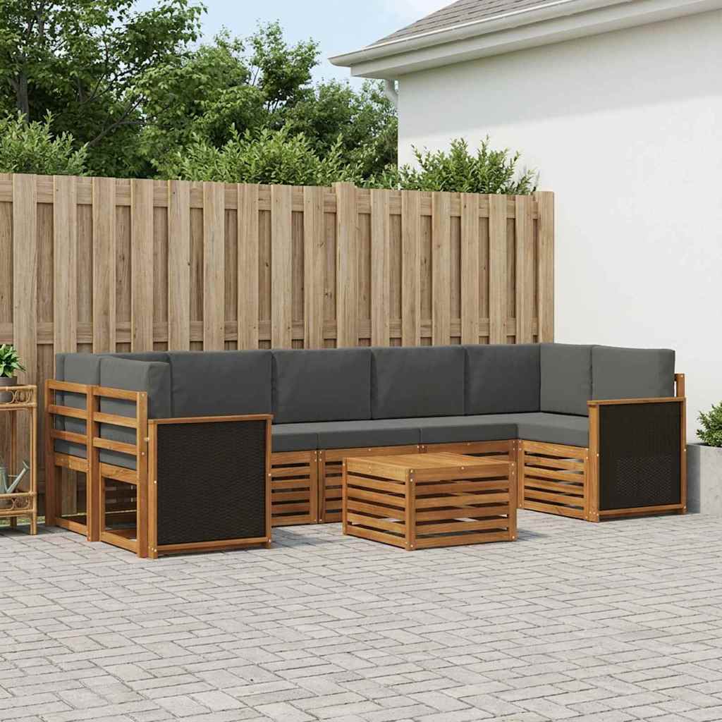 Outdoor-Sofagarnitur 8 stk. Natur und Anthrazit