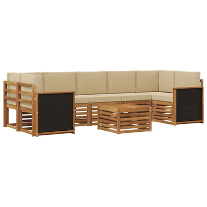 Outdoor-Sofagarnitur 8 stk. Natur und Beige Massivholz Akazie