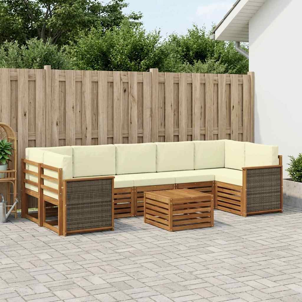 Outdoor-Sofagarnitur 8 pcs Natur und Creme Massivholz Akazie