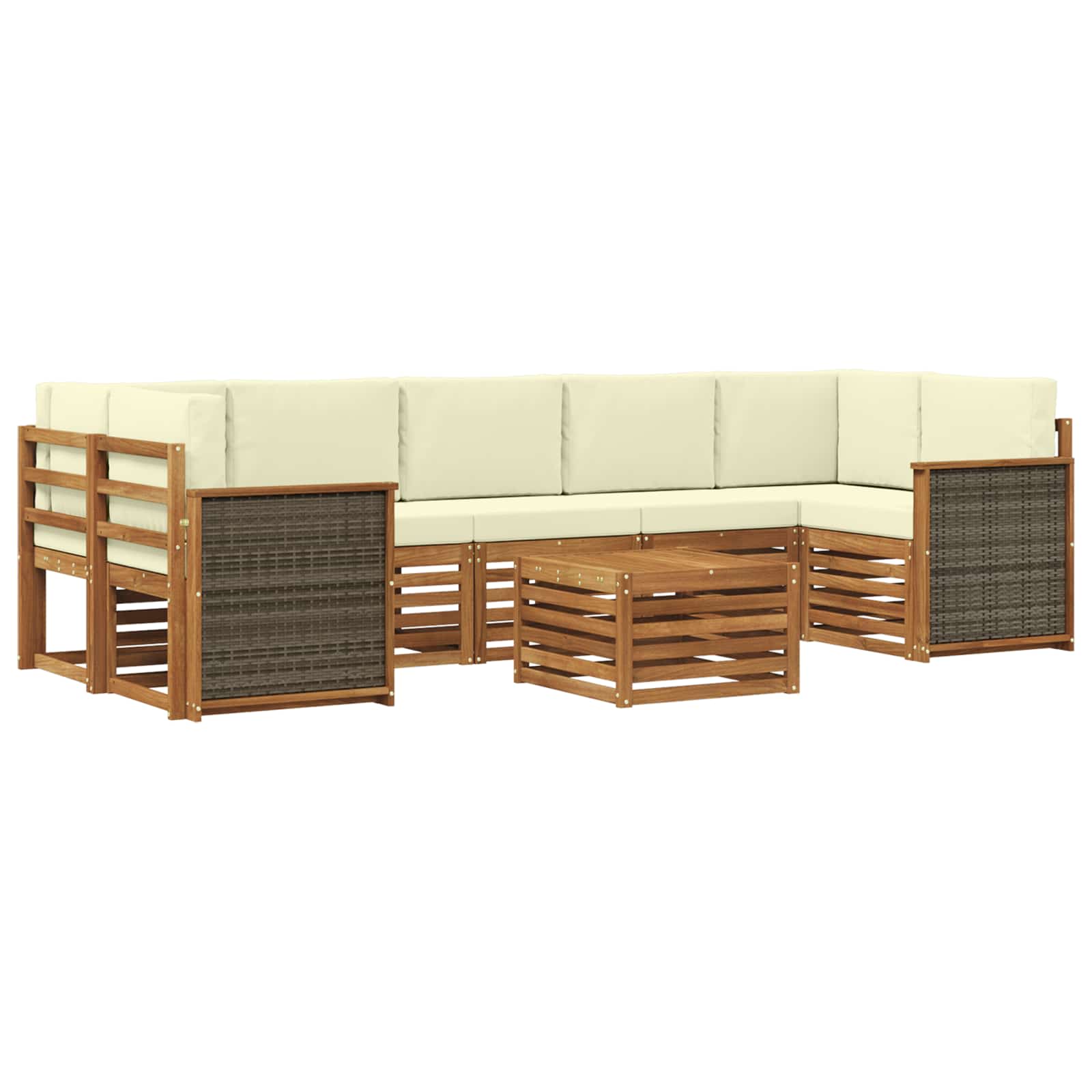 Outdoor-Sofagarnitur 8 pcs Natur und Creme Massivholz Akazie