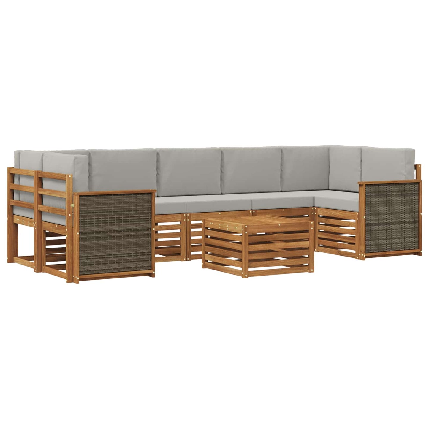 Outdoor-Sofagarnitur mit Kissen 8 pcs Natürlich und Hellgrau