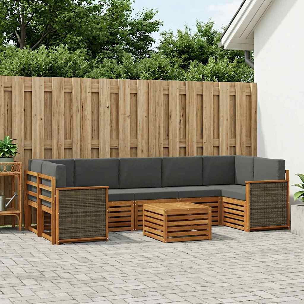 Outdoor-Sofagarnitur 8 stk. Natur und Anthrazit