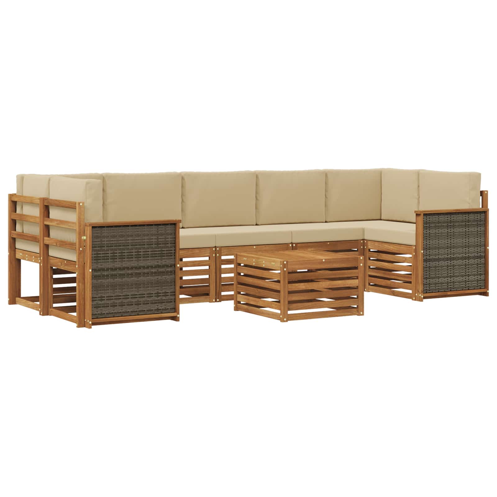Outdoor-Sofagarnitur 8 pcs Natur und Beige Massivholz Akazie