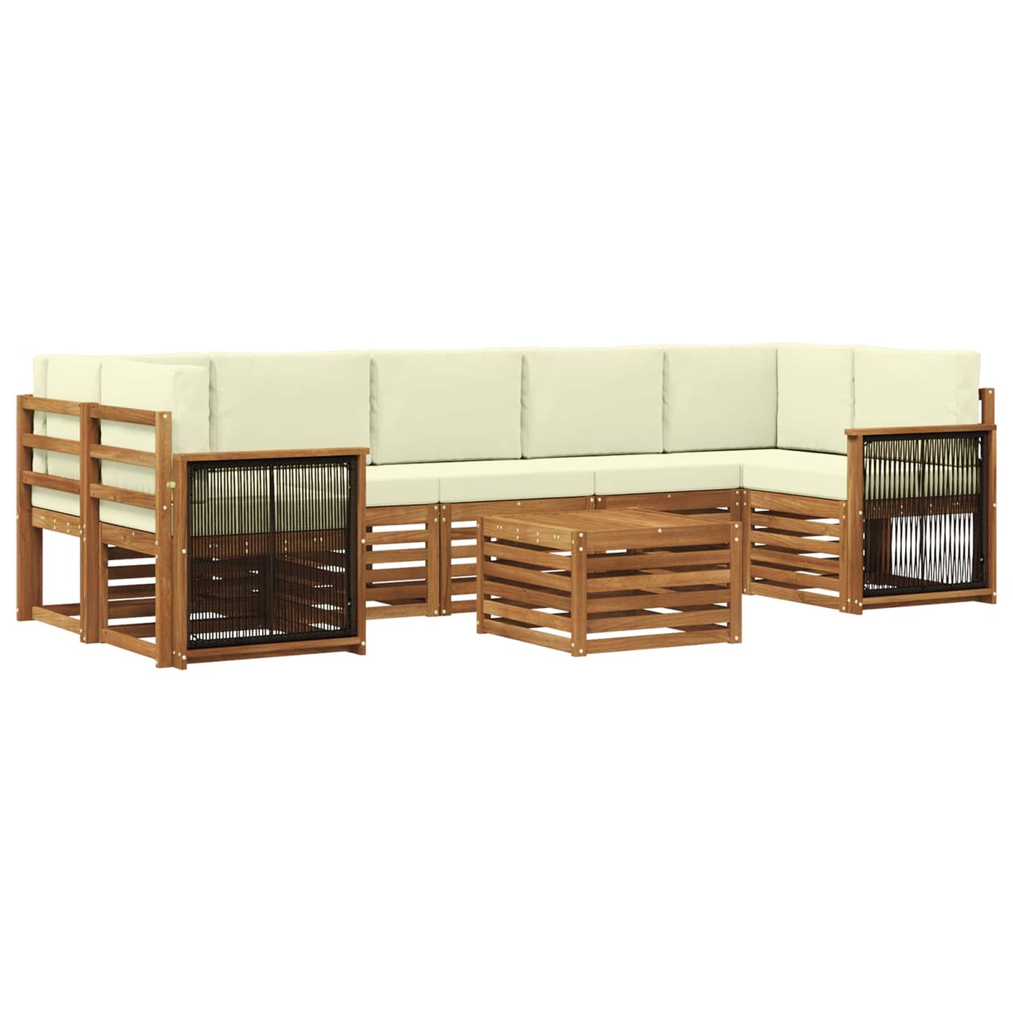 Outdoor-Sofagarnitur 8 pcs Natur und Creme Massivholz Akazie