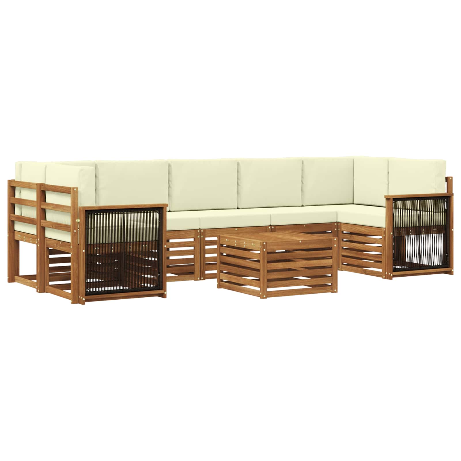 Outdoor-Sofagarnitur 8 pcs Natur und Creme Massivholz Akazie
