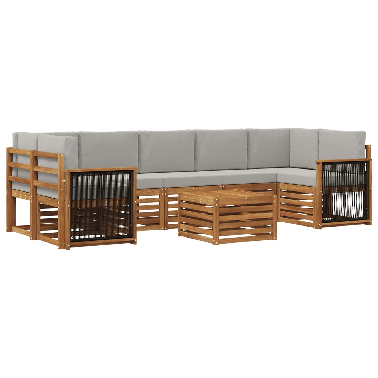 Outdoor-Sofagarnitur mit Kissen 8 pcs Natürlich und Hellgrau