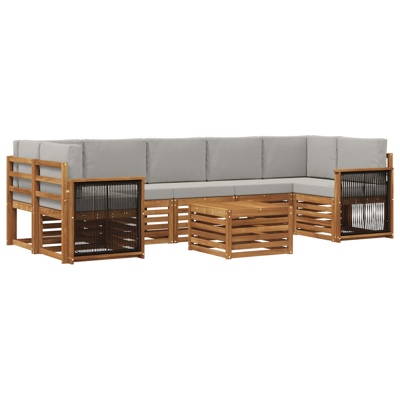 Outdoor-Sofagarnitur mit Kissen 8 pcs Natürlich und Hellgrau