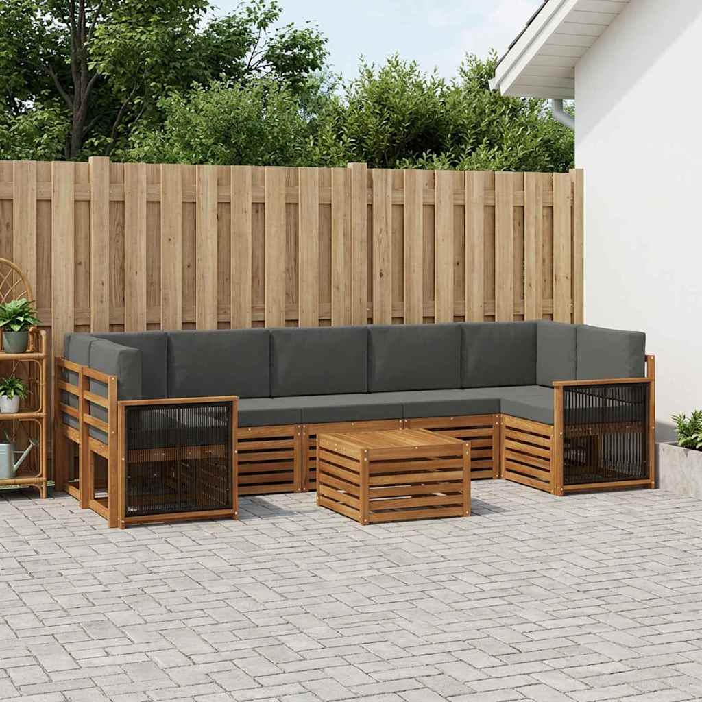 Outdoor-Sofagarnitur 8 stk. Natur und Anthrazit