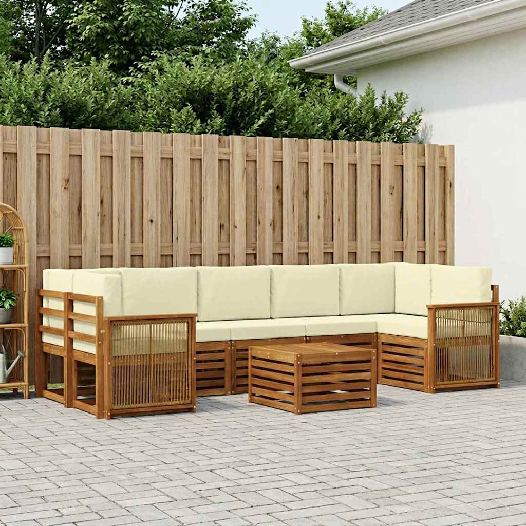 Outdoor-Sofagarnitur 8 pcs Natur und Creme Massivholz Akazie