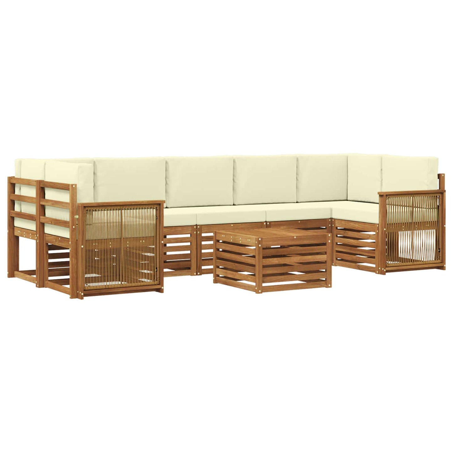 Outdoor-Sofagarnitur 8 pcs Natur und Creme Massivholz Akazie