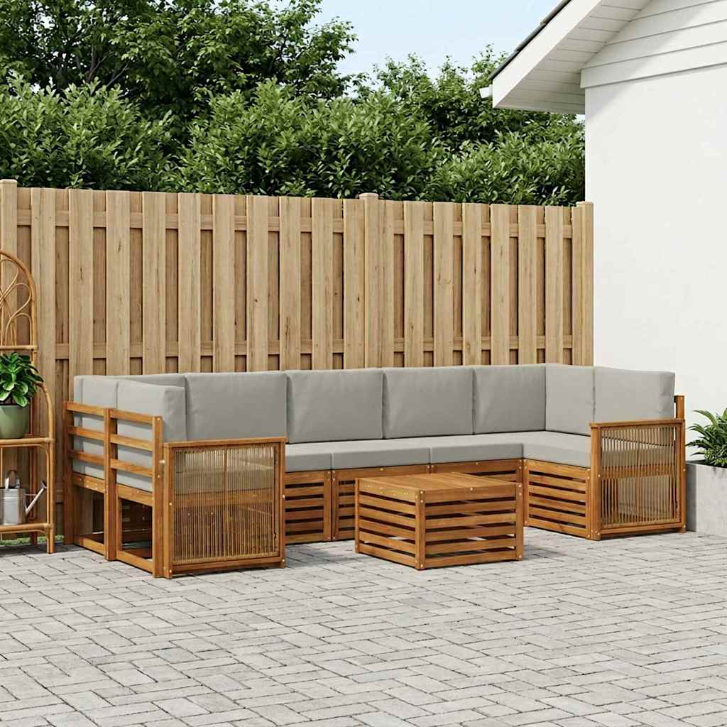 Outdoor-Sofagarnitur mit Kissen 8 pcs Natürlich und Hellgrau