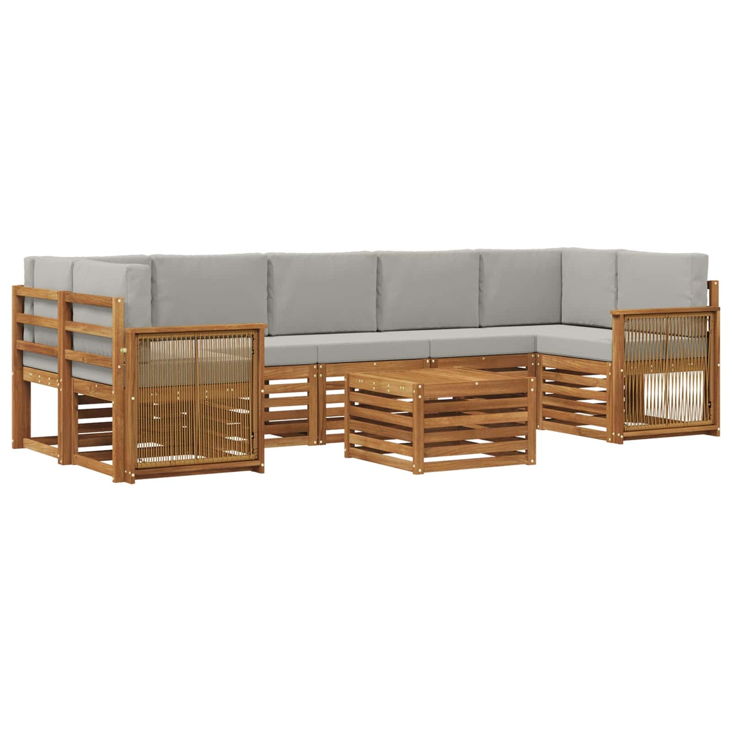 Outdoor-Sofagarnitur mit Kissen 8 pcs Natürlich und Hellgrau