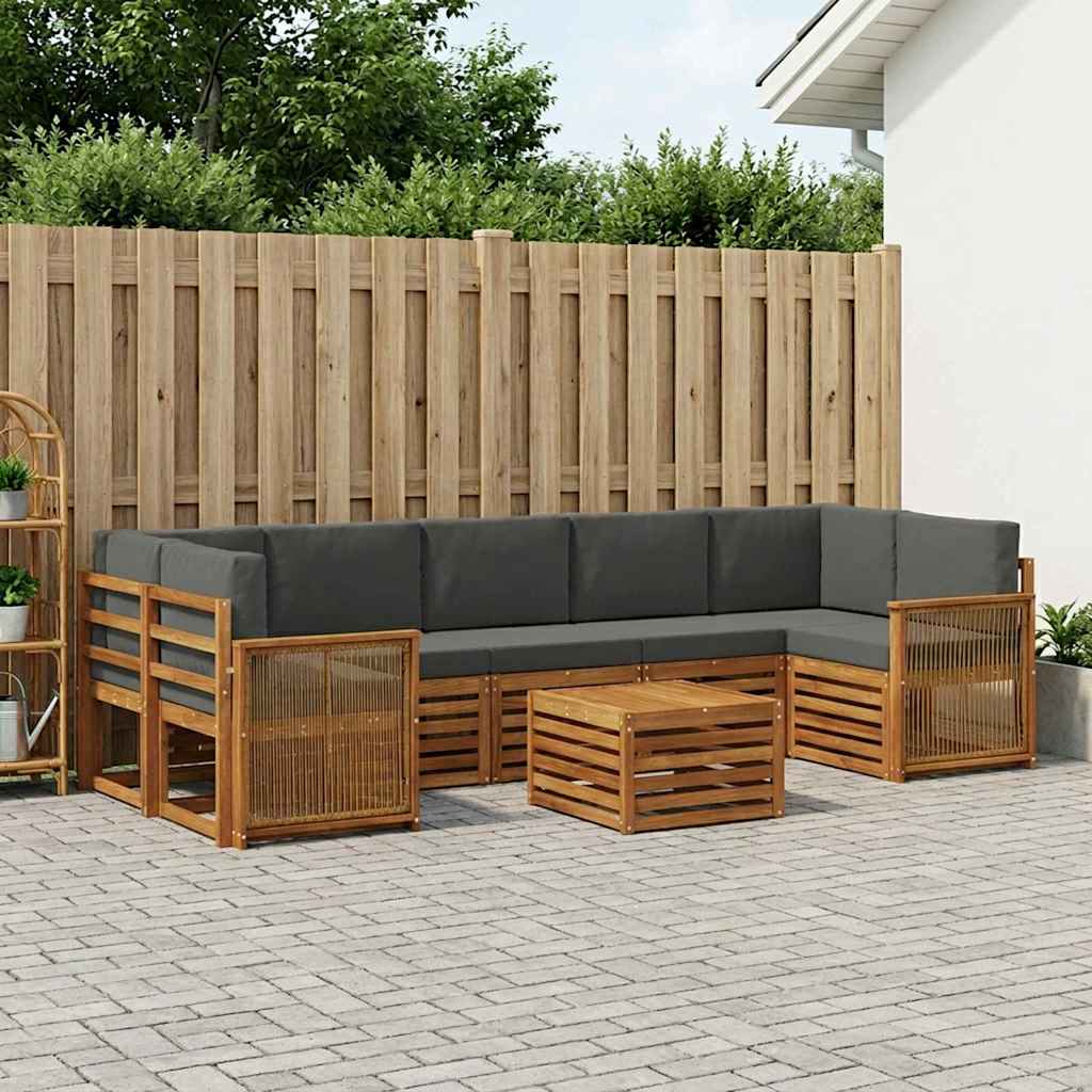 Outdoor-Sofagarnitur 8 stk. Natur und Anthrazit