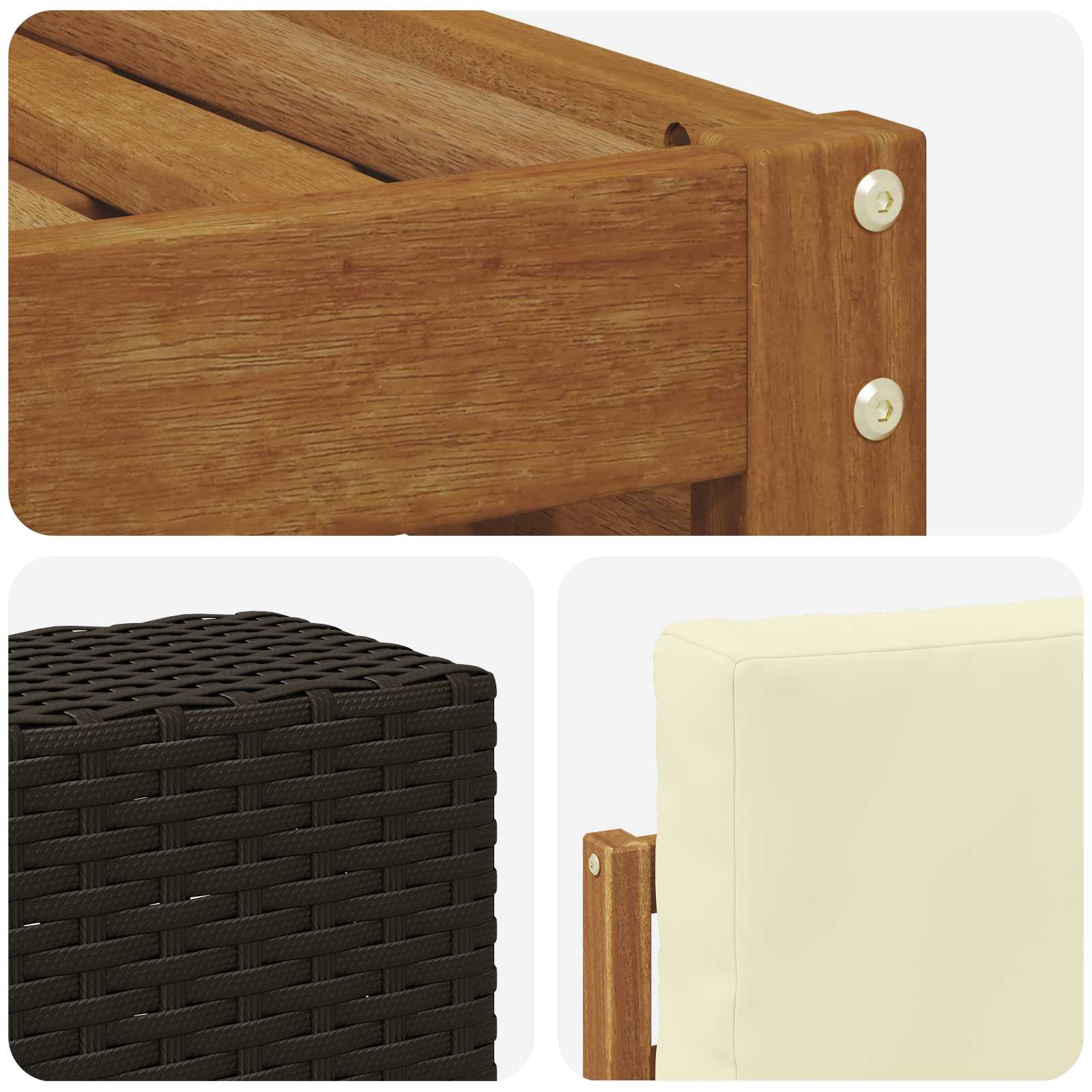 Outdoor-Sofagarnitur 8 pcs Natur und Creme Massivholz Akazie