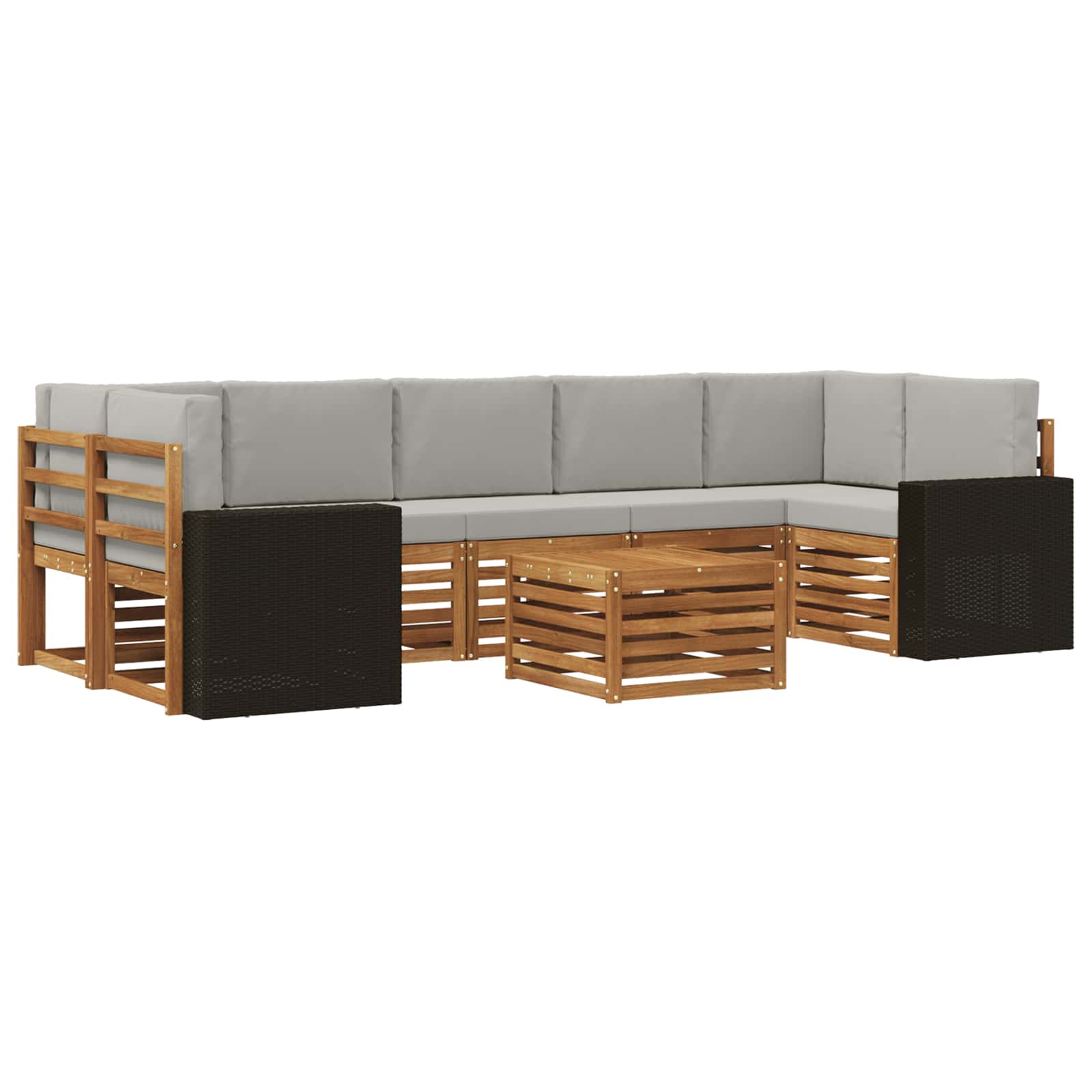 Outdoor-Sofagarnitur mit Kissen 8 pcs Natürlich und Hellgrau