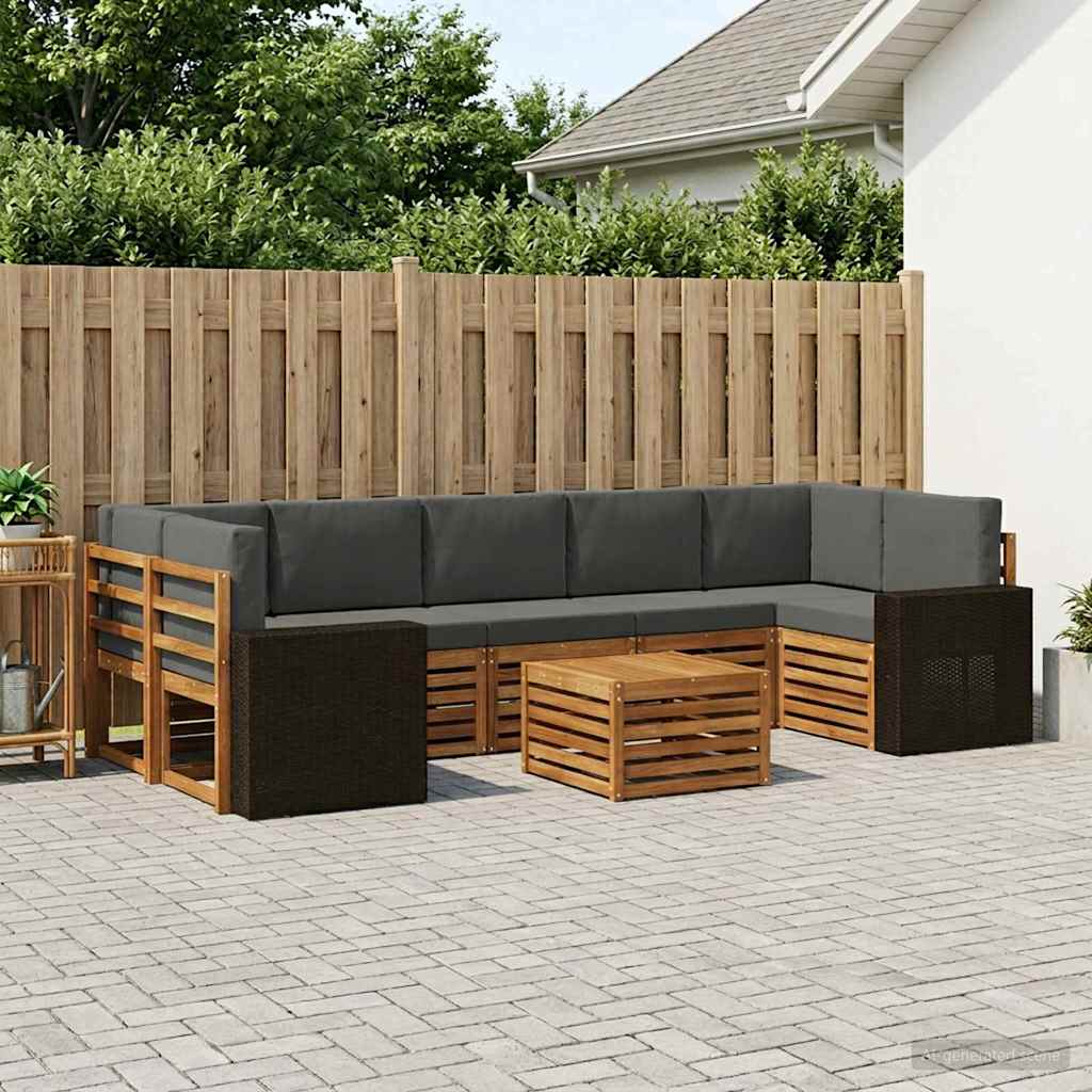 Outdoor-Sofagarnitur 8 stk. Natur und Anthrazit