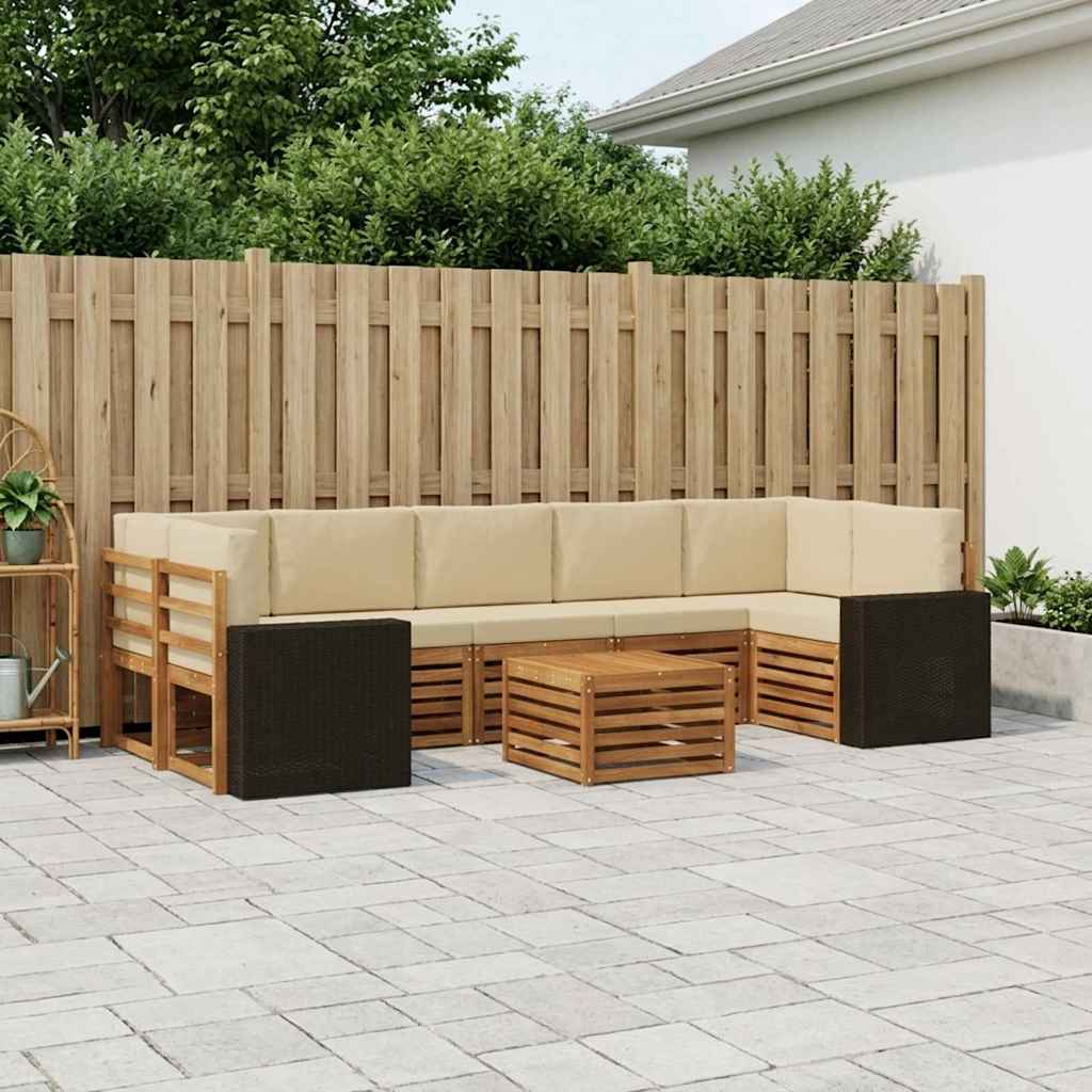Outdoor-Sofagarnitur 8 pcs Natur und Beige Massivholz Akazie