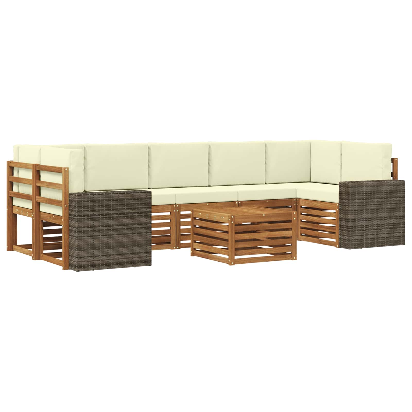 Outdoor-Sofagarnitur 8 pcs Natur und Creme Massivholz Akazie