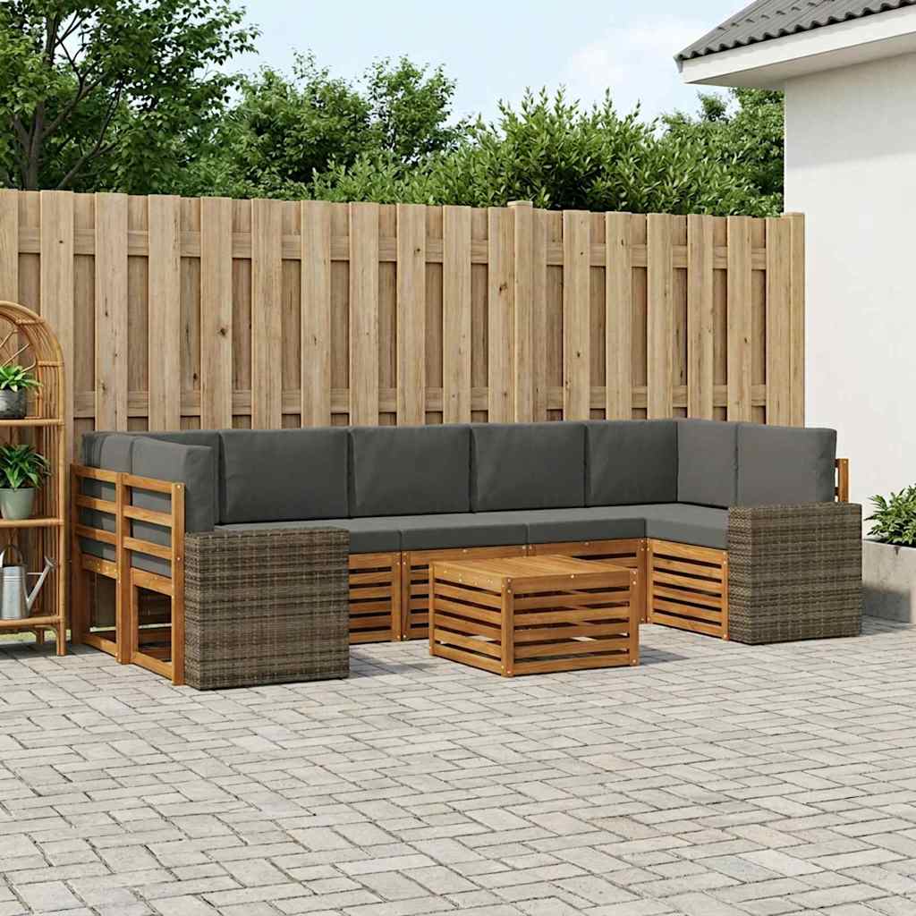 Outdoor-Sofagarnitur 8 stk. Natur und Anthrazit