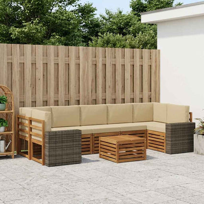 Outdoor-Sofagarnitur 8 stk. Natur und Beige Massivholz Akazie