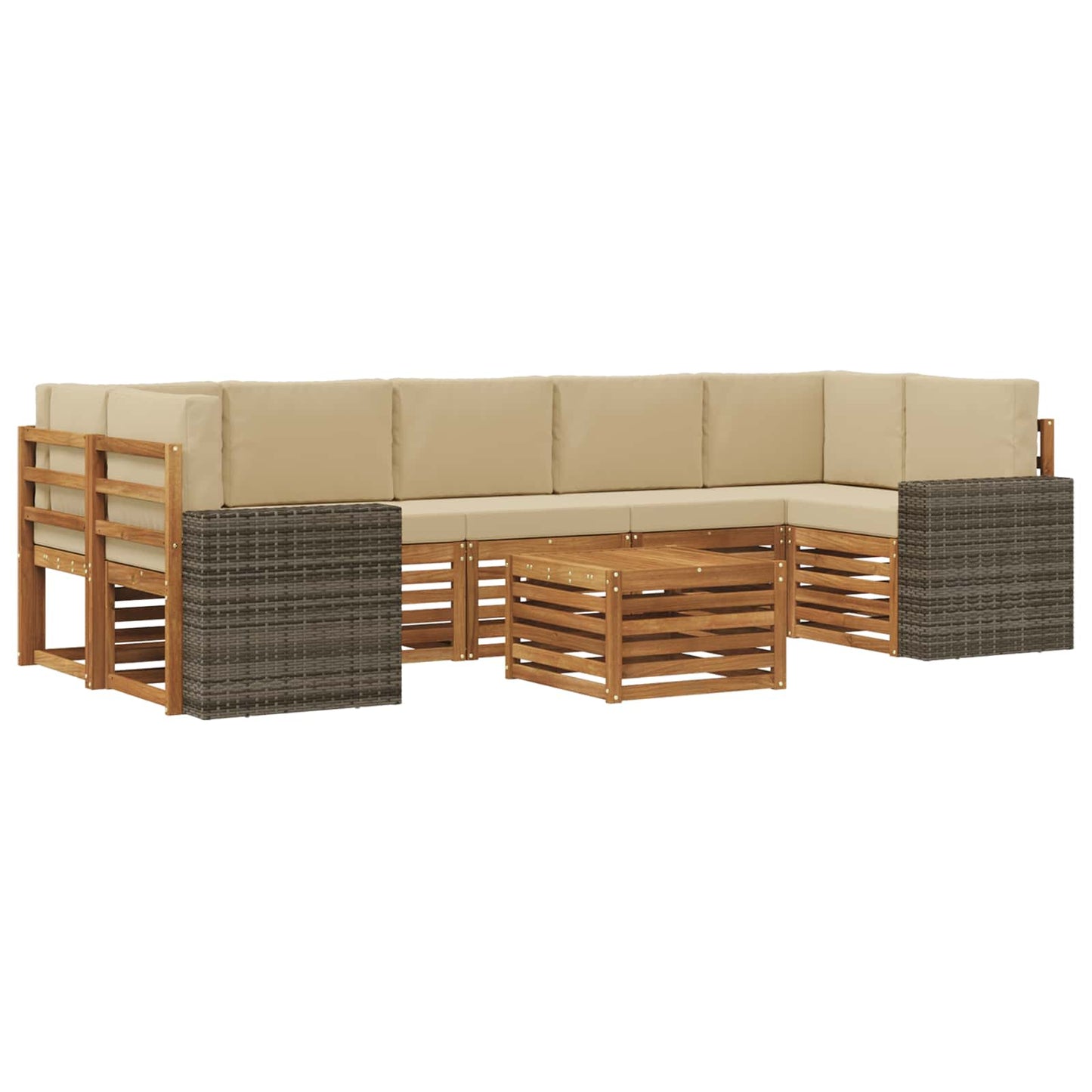 Outdoor-Sofagarnitur 8 pcs Natur und Beige Massivholz Akazie