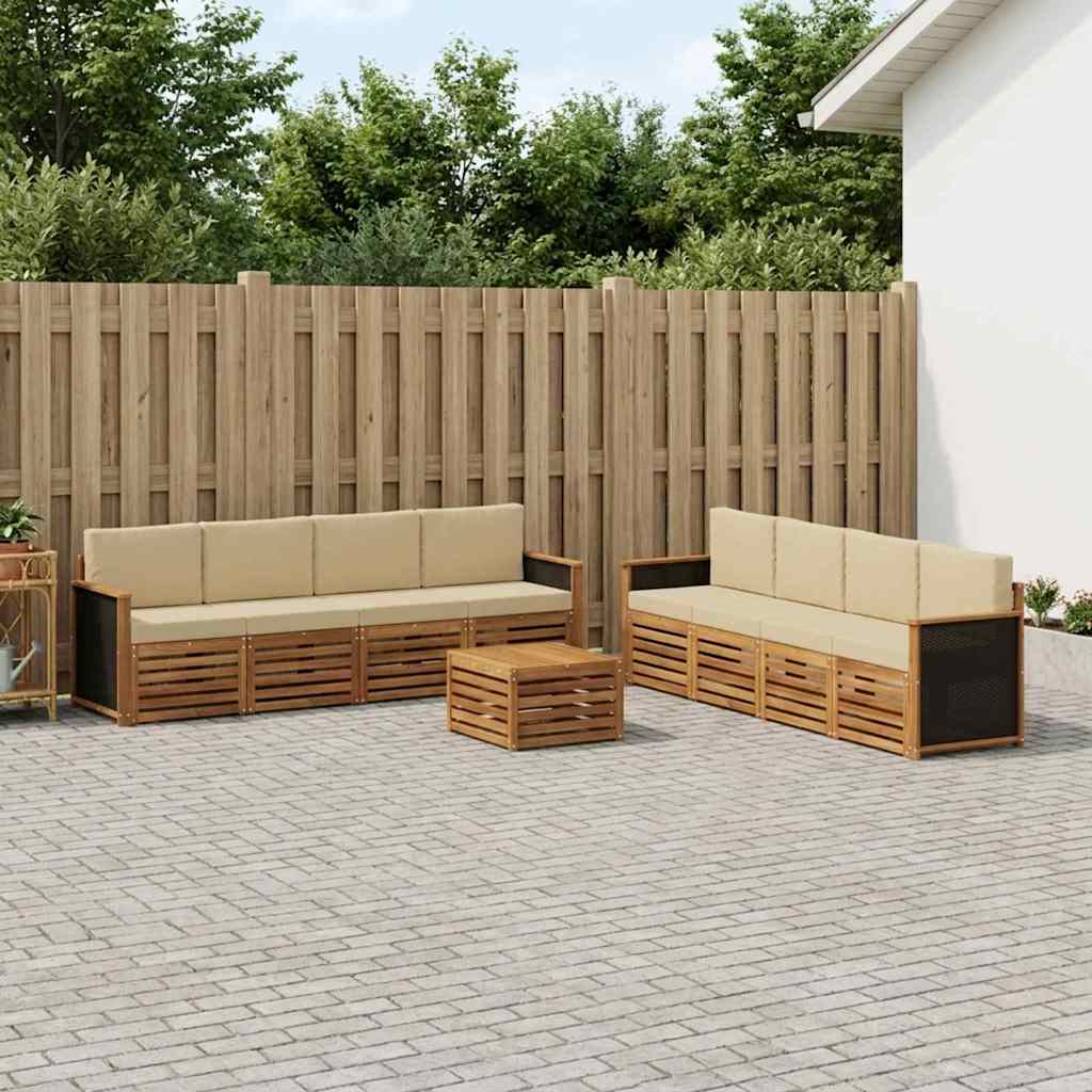 Outdoor-Sofagarnitur 9 stk. Natur und Beige