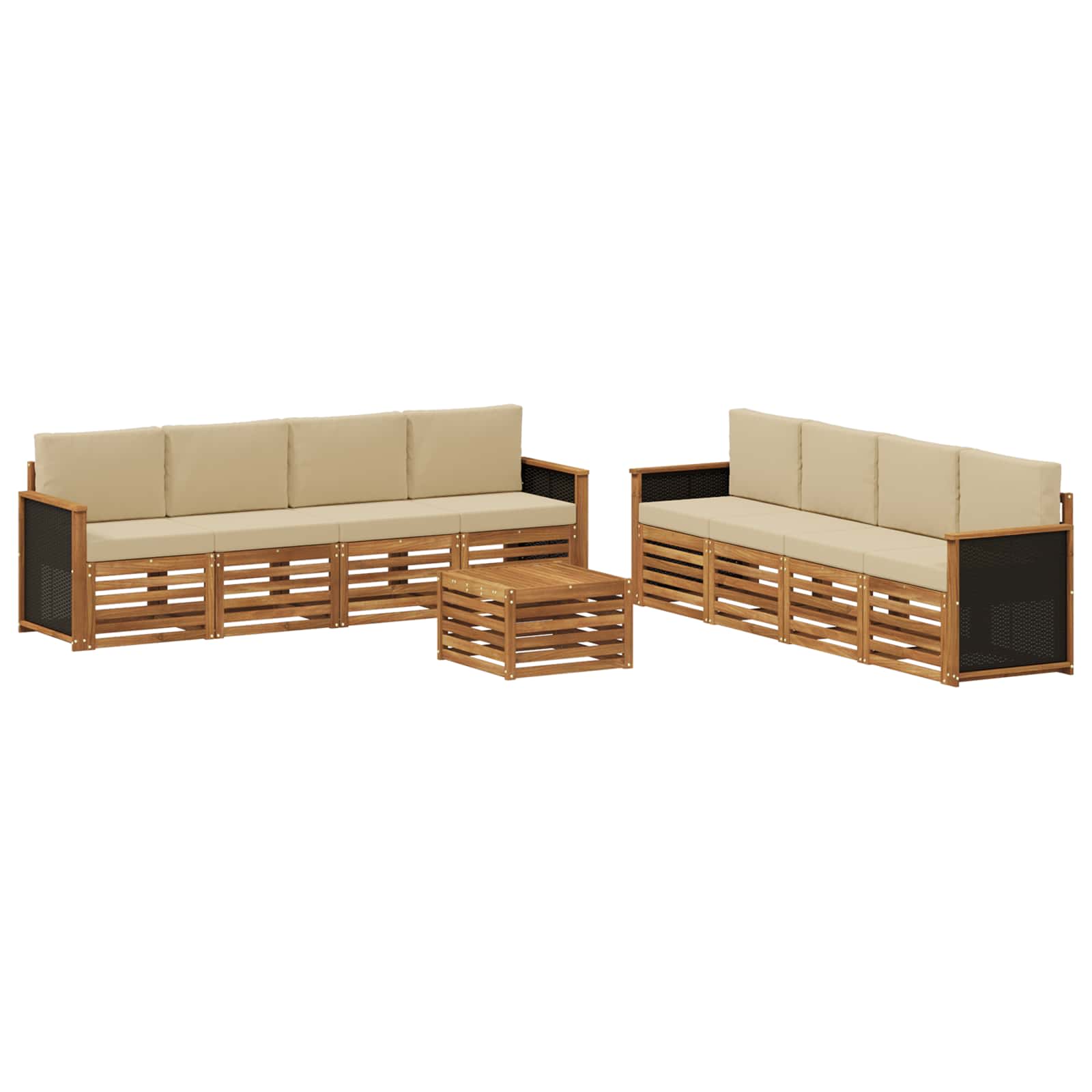 Outdoor-Sofagarnitur 9 stk. Natur und Beige