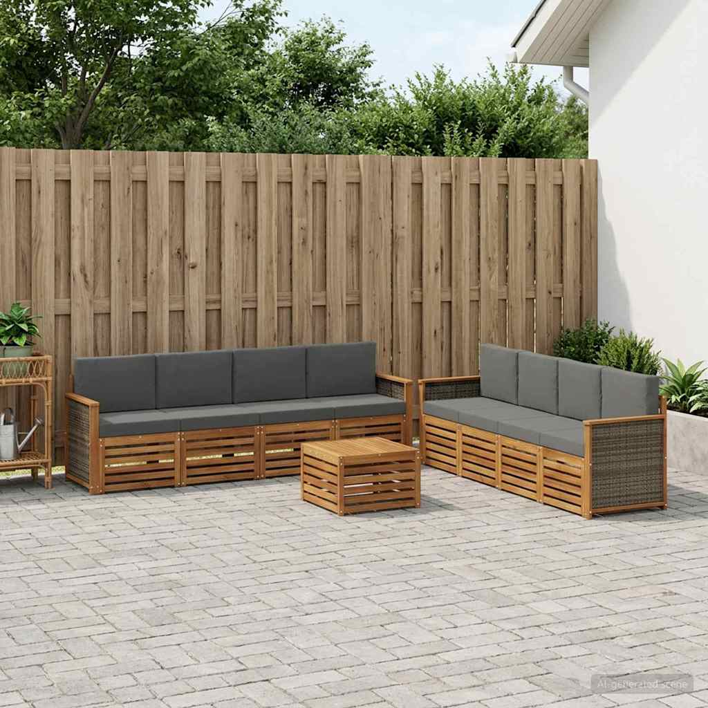 Sofagarnituren mit Kissen 9 pcs Massivholz Akazie