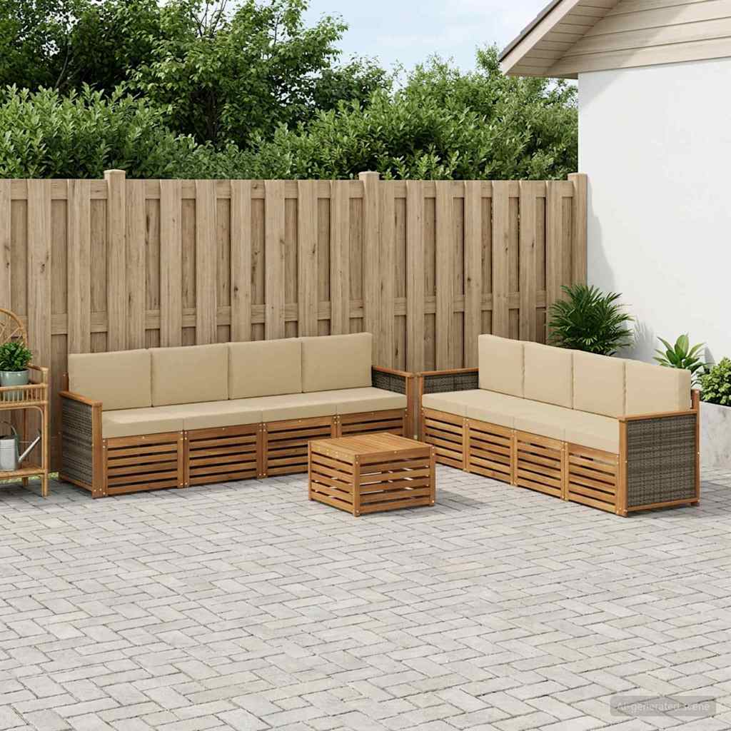 Outdoor-Sofagarnitur 9 stk. Natur und Beige