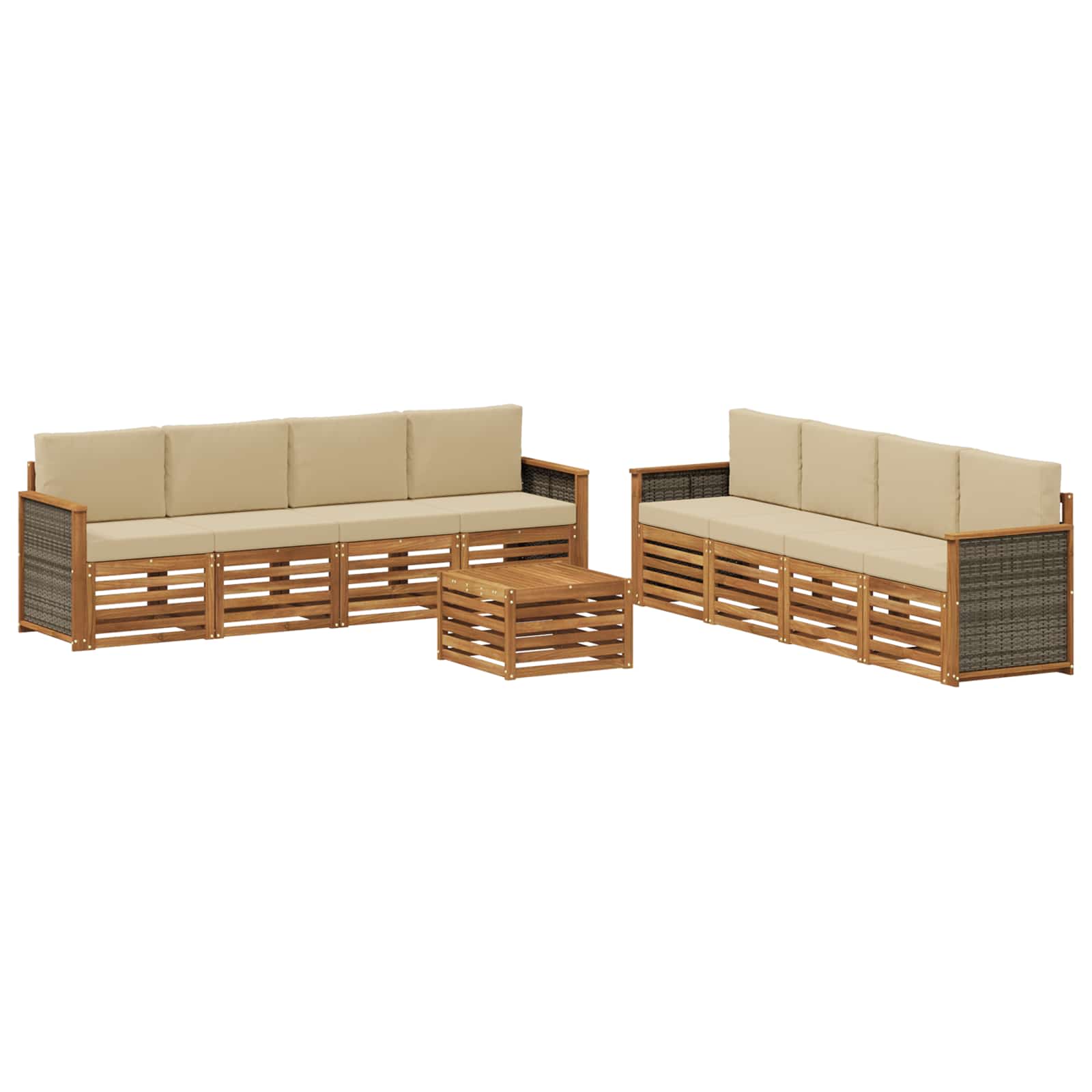 Outdoor-Sofagarnitur 9 stk. Natur und Beige