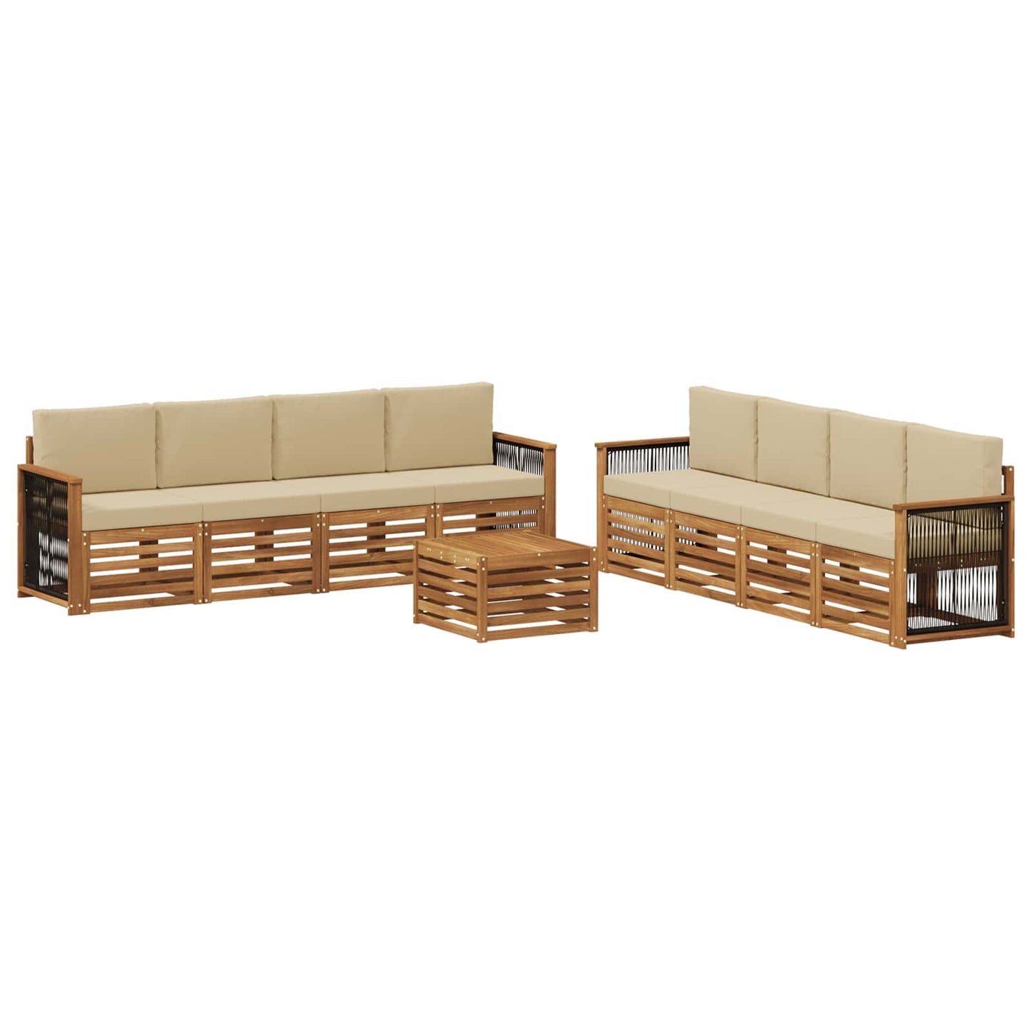 Outdoor-Sofagarnitur 9 stk. Natur und Beige