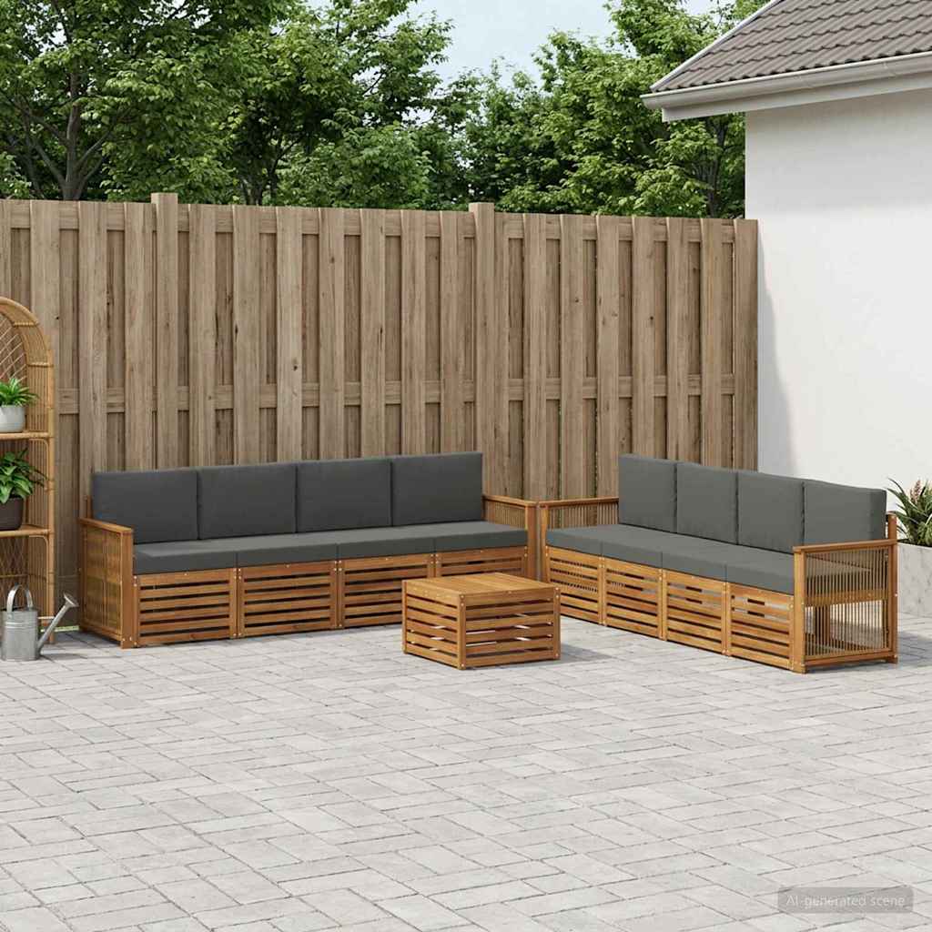 Outdoor-Sofagarnitur 9 stk. Natur und Anthrazit