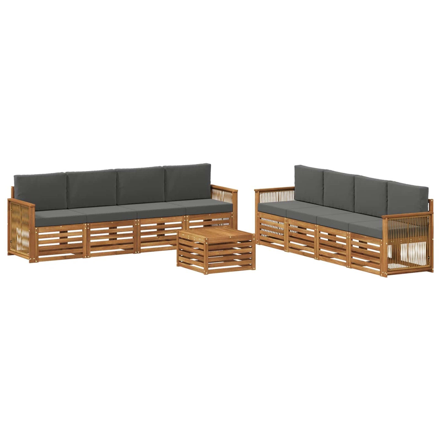 Outdoor-Sofagarnitur 9 stk. Natur und Anthrazit